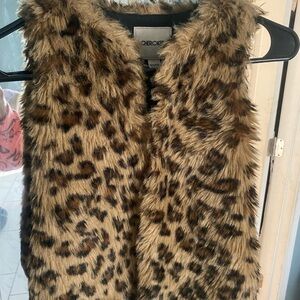 Leopard Print Faux Fur Vest